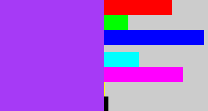 Hex color #a63af6 - electric purple