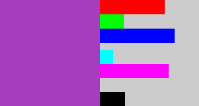 Hex color #a63cbf - purply