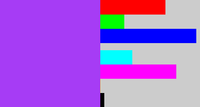 Hex color #a63cf5 - lightish purple