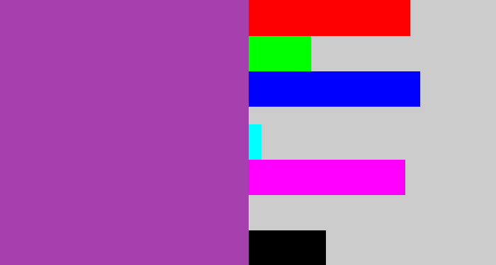 Hex color #a640af - purply