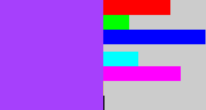 Hex color #a640fc - lighter purple
