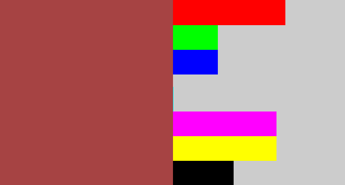 Hex color #a64343 - light maroon
