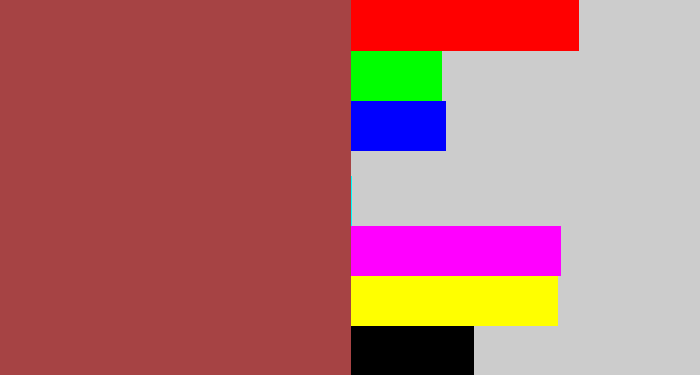 Hex color #a64344 - light maroon