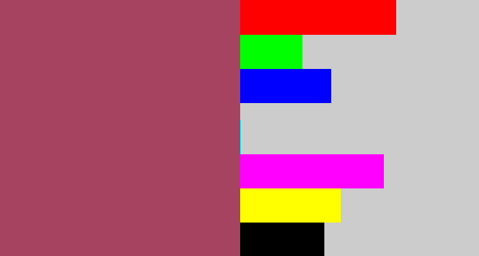 Hex color #a64360 - light burgundy