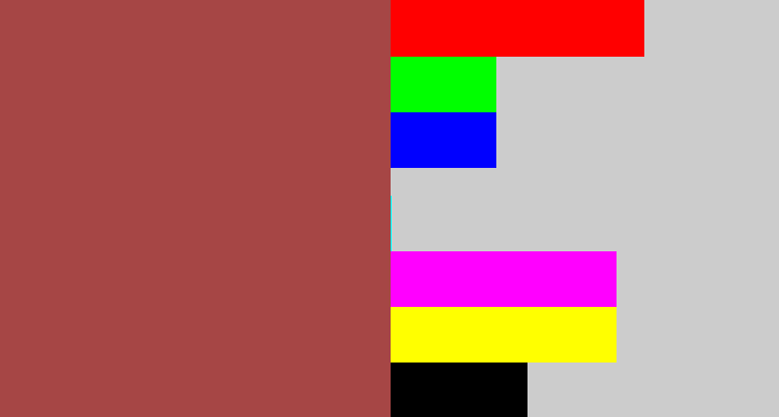 Hex color #a64645 - light maroon