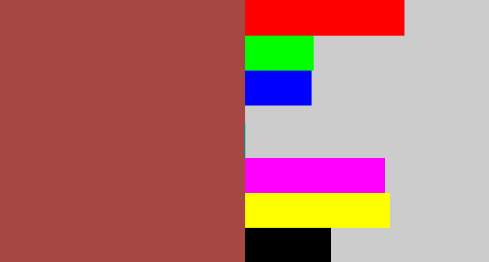 Hex color #a64744 - light maroon
