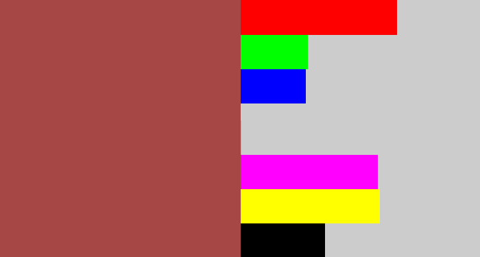 Hex color #a64745 - light maroon