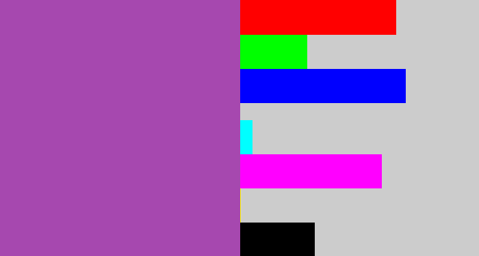 Hex color #a648af - medium purple