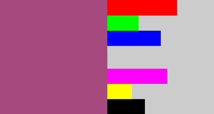 Hex color #a6497f - light plum