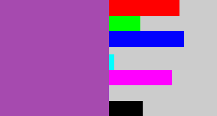 Hex color #a64aaf - medium purple