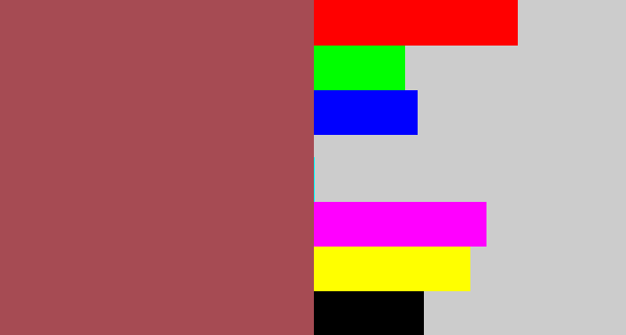 Hex color #a64b53 - light maroon