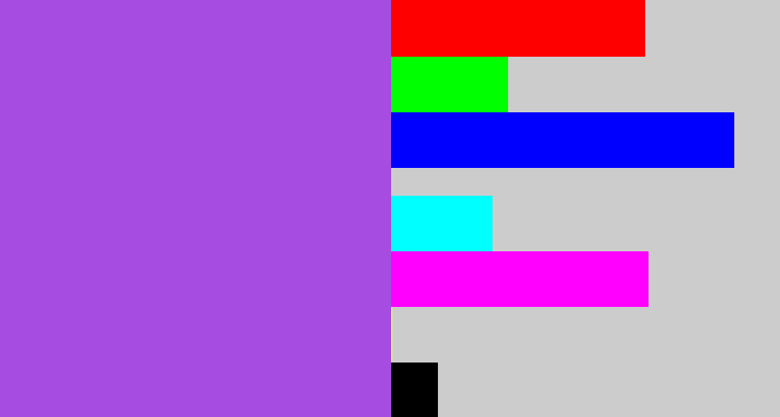 Hex color #a64ce0 - lightish purple