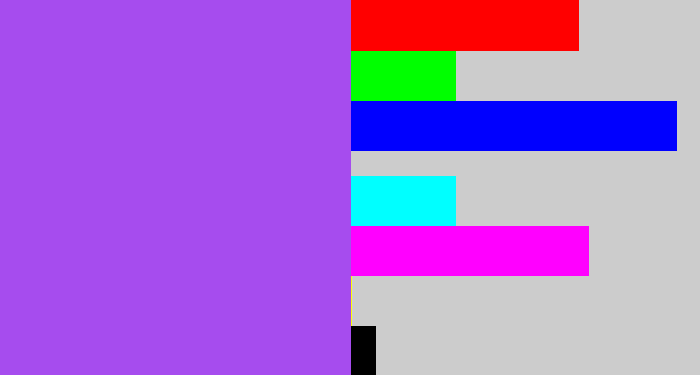 Hex color #a64cee - lightish purple
