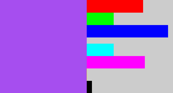 Hex color #a64eef - lightish purple