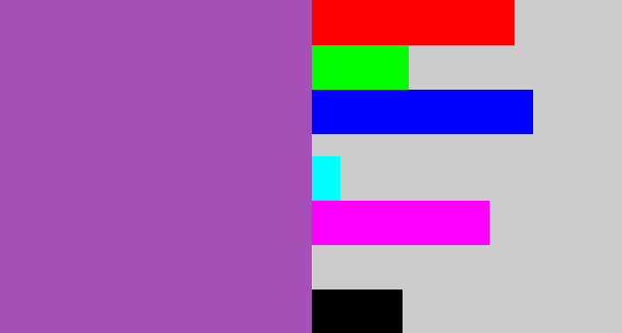 Hex color #a64fb6 - purply