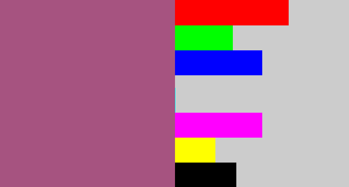 Hex color #a65380 - light plum