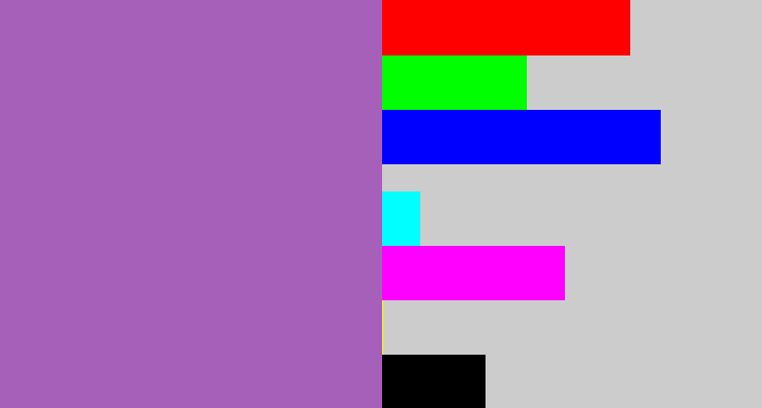 Hex color #a660b9 - amethyst