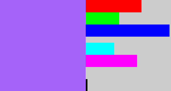 Hex color #a663f9 - lighter purple