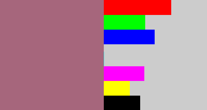 Hex color #a6667c - mauve
