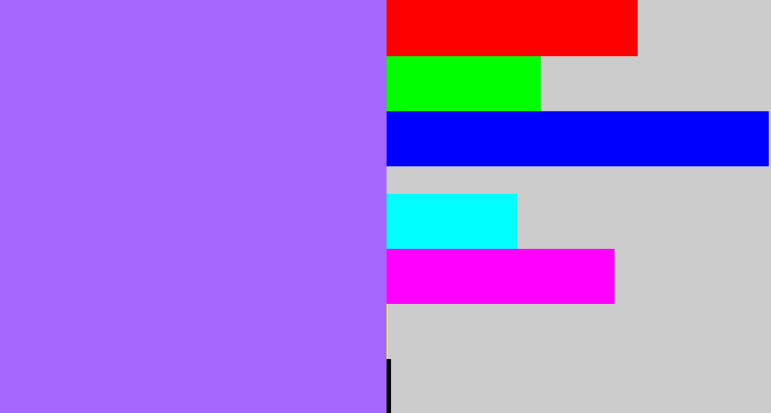 Hex color #a667fd - lighter purple