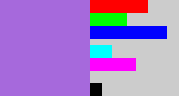 Hex color #a669dc - lightish purple