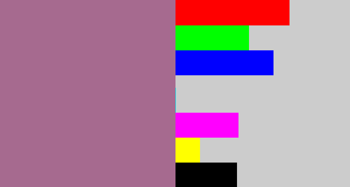 Hex color #a66a8f - mauve