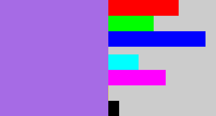 Hex color #a66be5 - light urple