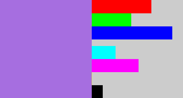 Hex color #a66ee0 - light urple