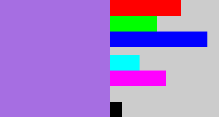 Hex color #a66ee2 - light urple