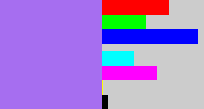 Hex color #a66ef0 - light urple