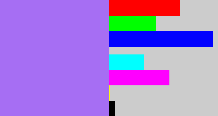Hex color #a66ef3 - light urple
