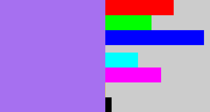 Hex color #a670f0 - light urple