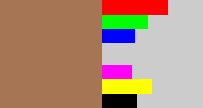 Hex color #a67554 - puce