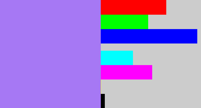 Hex color #a678f4 - light urple