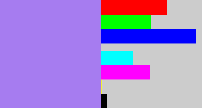 Hex color #a67cf0 - light urple