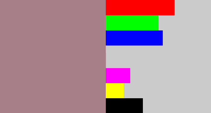 Hex color #a67f89 - mauve
