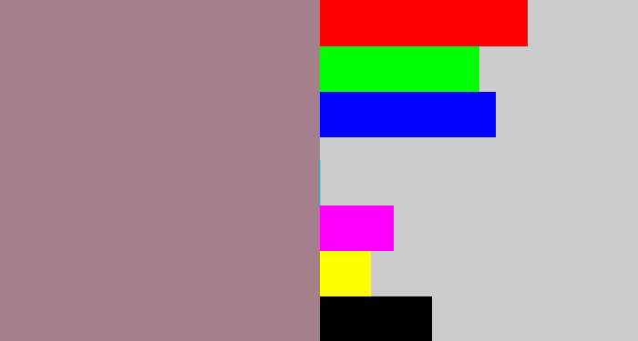 Hex color #a67f8c - mauve