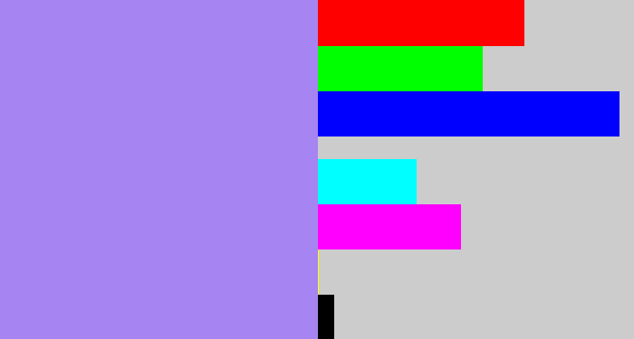 Hex color #a684f1 - light urple