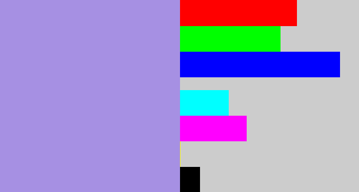 Hex color #a690e3 - pale purple