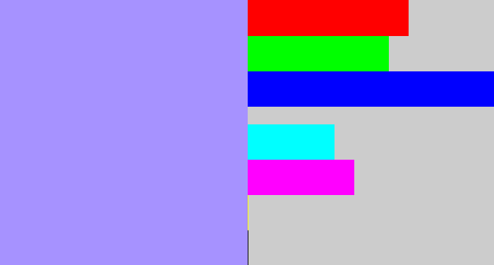 Hex color #a692ff - periwinkle blue