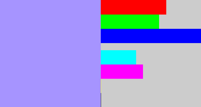 Hex color #a694ff - periwinkle blue