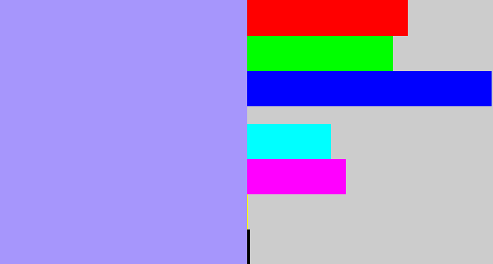 Hex color #a696fc - periwinkle blue