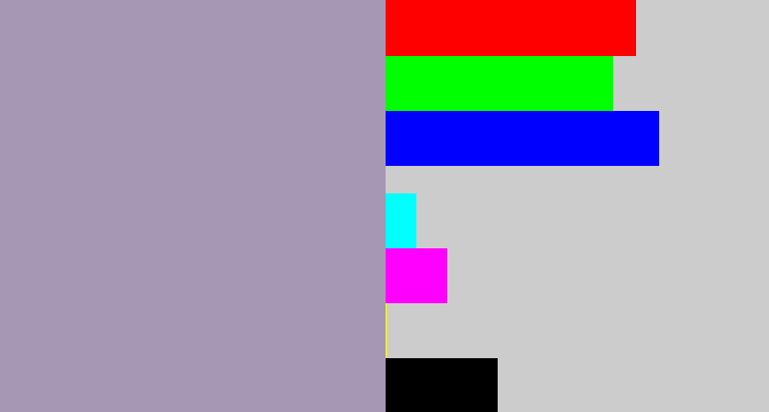 Hex color #a697b4 - heather