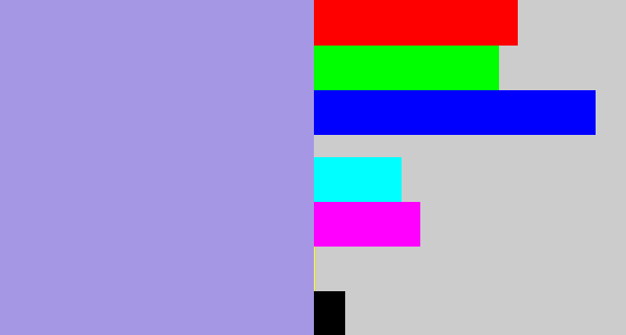 Hex color #a697e5 - pale purple