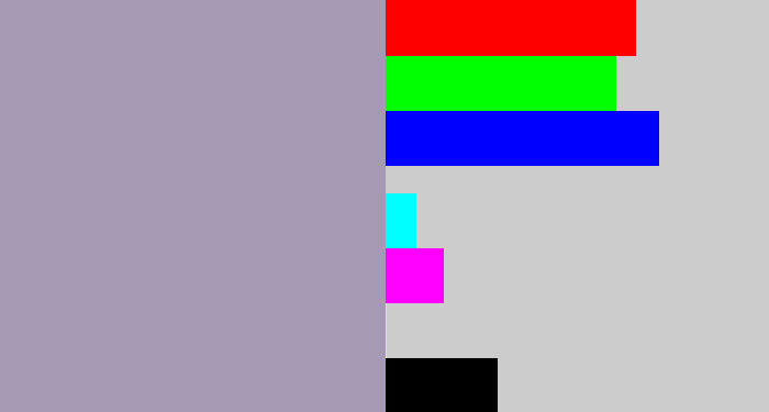 Hex color #a699b4 - heather