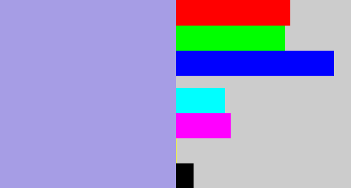 Hex color #a69de5 - pale purple