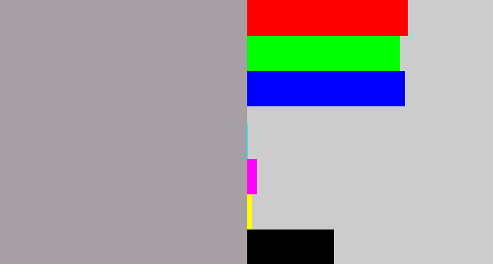 Hex color #a69fa3 - greyish