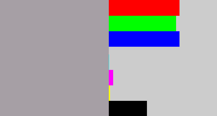 Hex color #a69fa5 - greyish