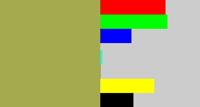 Hex color #a6aa4e - khaki