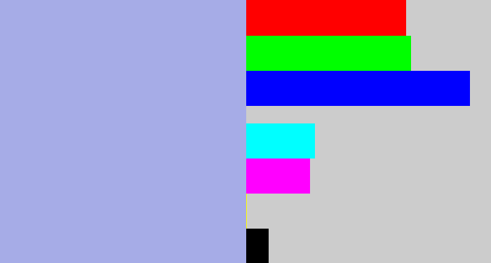 Hex color #a6ace7 - light grey blue